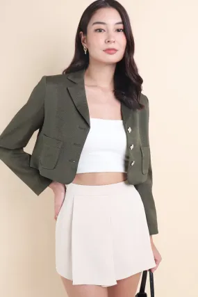 CARINNE CROPPED BLAZER IN OLIVE