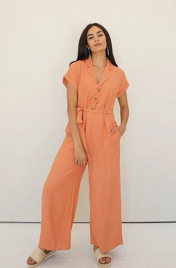 Cecilia Tangerine Jumpsuit - Nursing Friendly - FINAL FEW- FINAL SALE