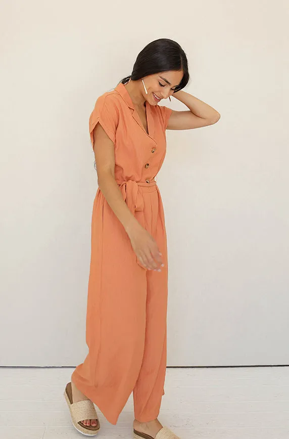 Cecilia Tangerine Jumpsuit - Nursing Friendly - FINAL FEW- FINAL SALE