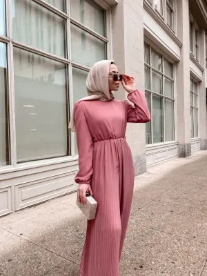 Chiffon Pleated Jumpsuit - Rose