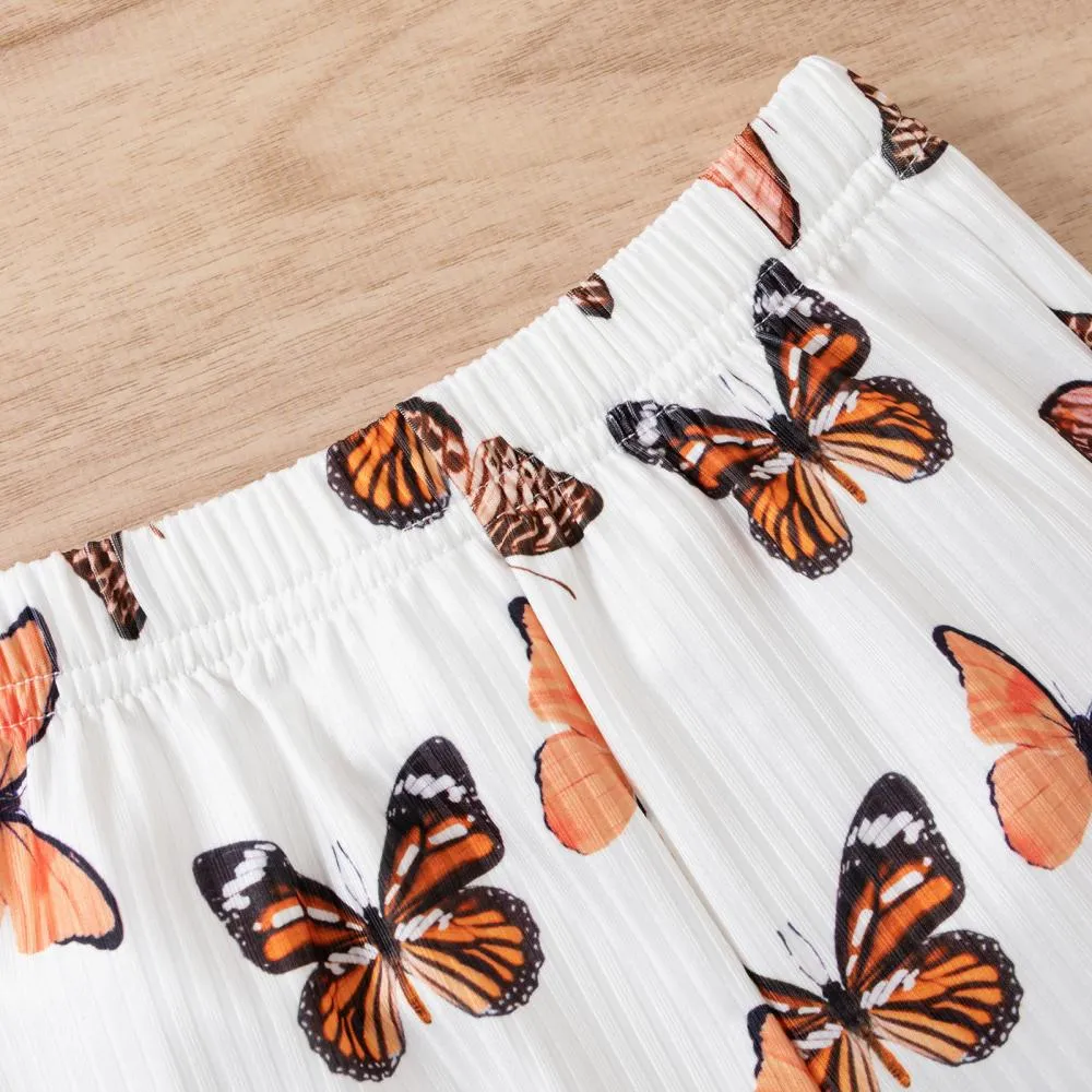 Children's Print Butterfly Camouflage Sling Split Flared Pants Wholesale Kids Clothes