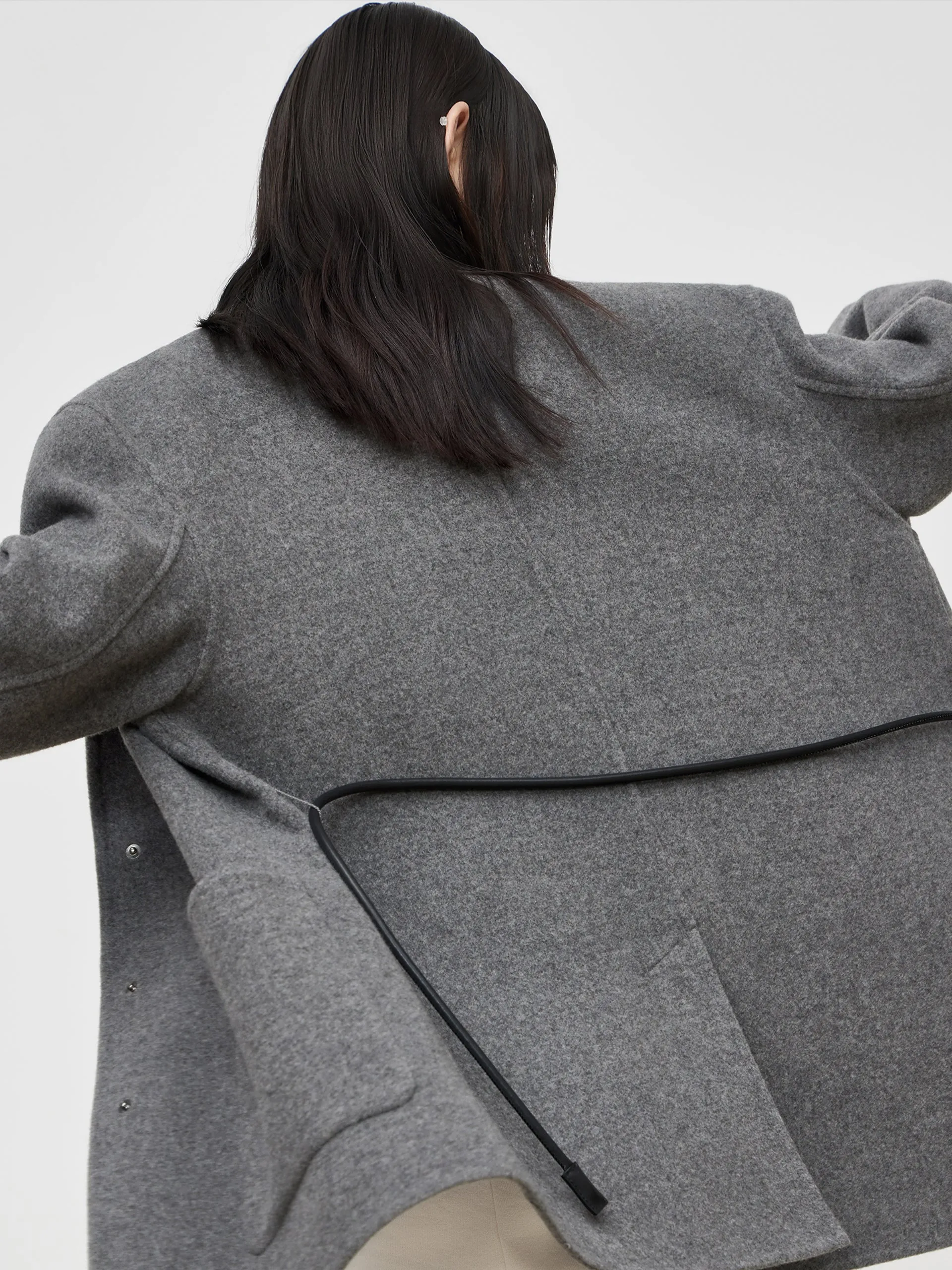 Collarless Coat in Wool