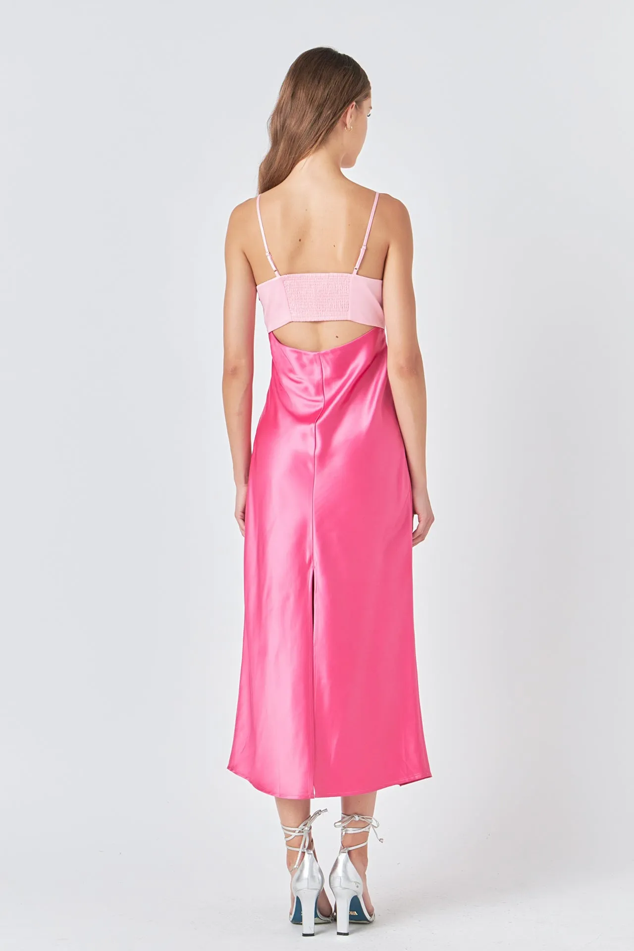 Colorblock Satin Maxi Dress