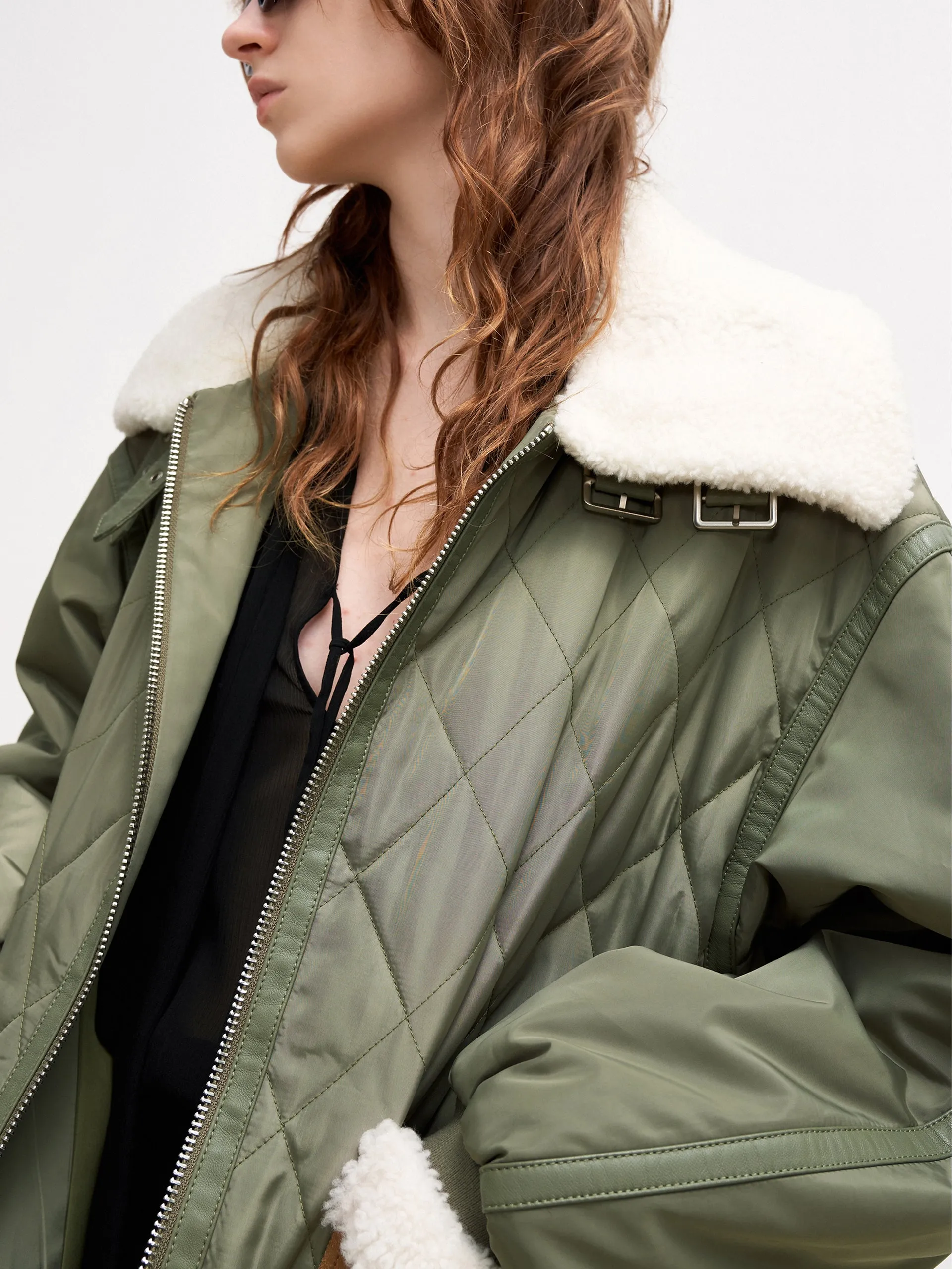 Contrast Panel Quilted Jacket