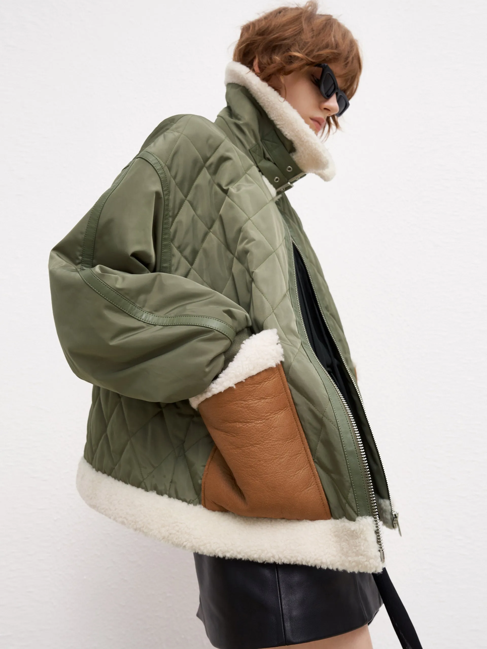 Contrast Panel Quilted Jacket