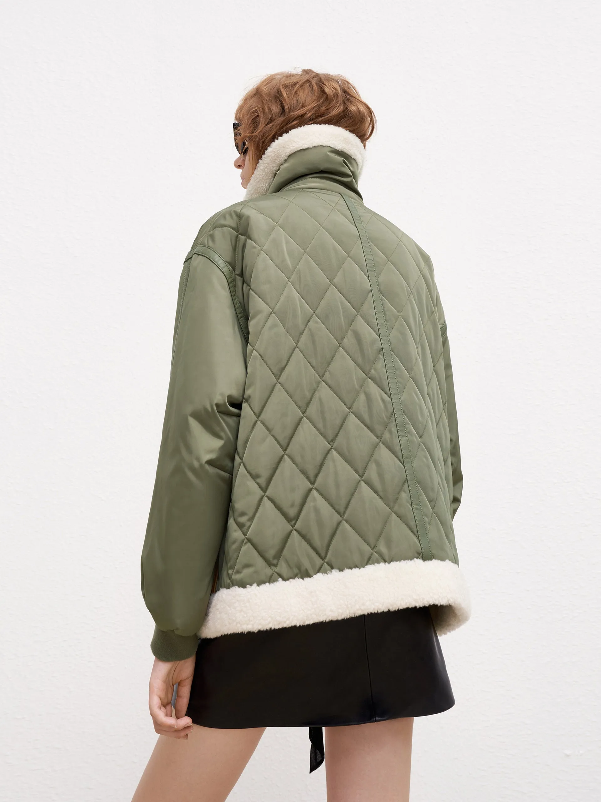 Contrast Panel Quilted Jacket