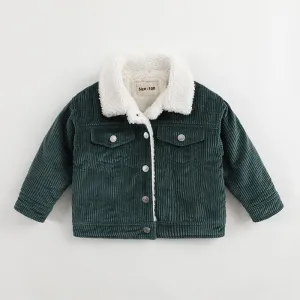 Corduroy Toddler Jacket - Sherpa Kids Jacket, Color - green