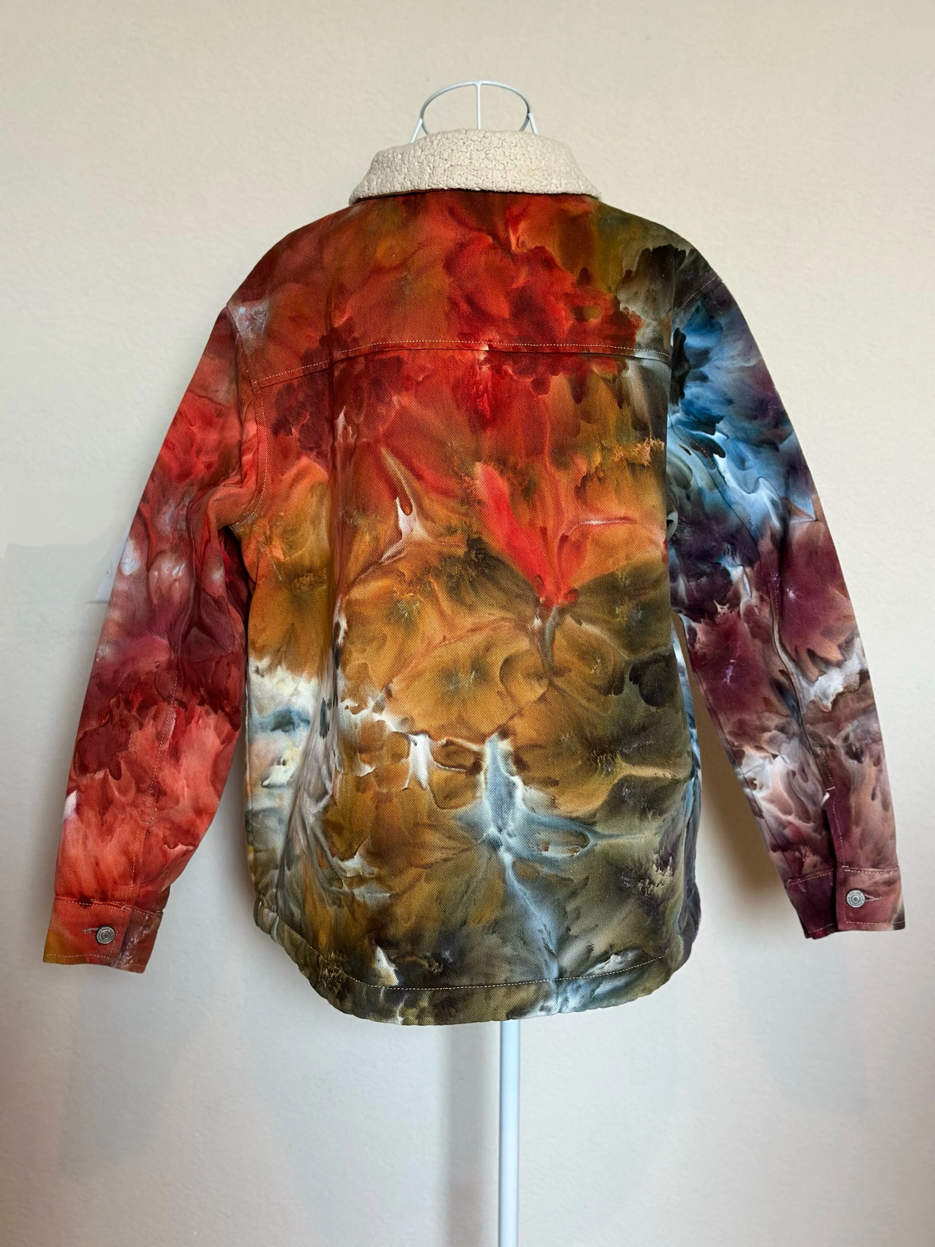 Custom Sherpa Lined Denim Jacket in ‘Rustic Rainbow’ for Eddie