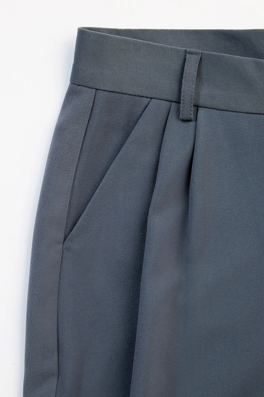 Dark Grey Double Pleated Korean Pants