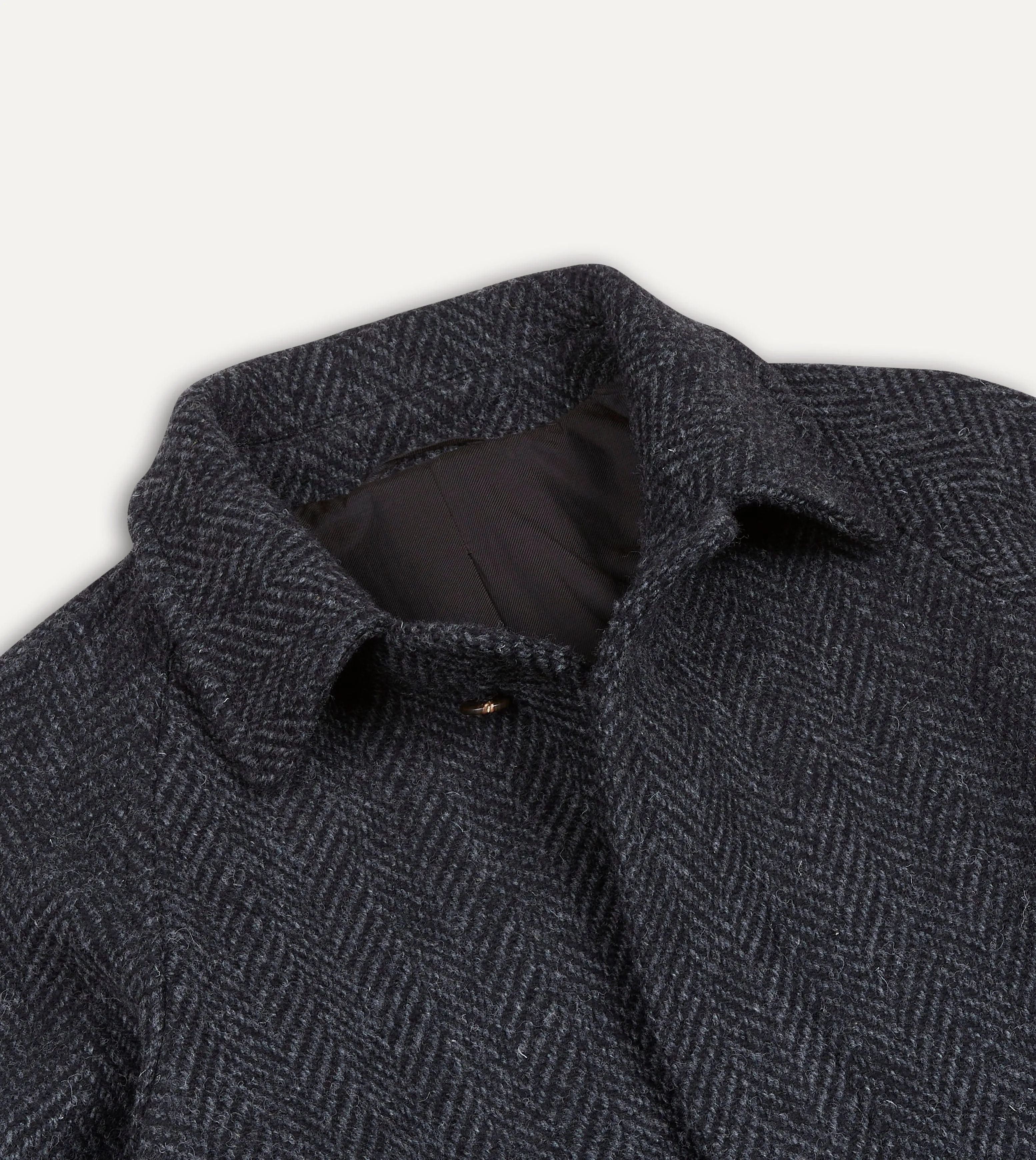 Dark Grey Herringbone Wool Raglan Coat