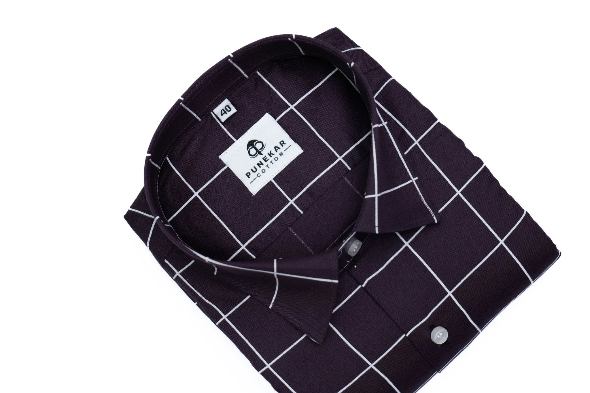 Dark Purple Color Big Checks Cotton Shirts For Men