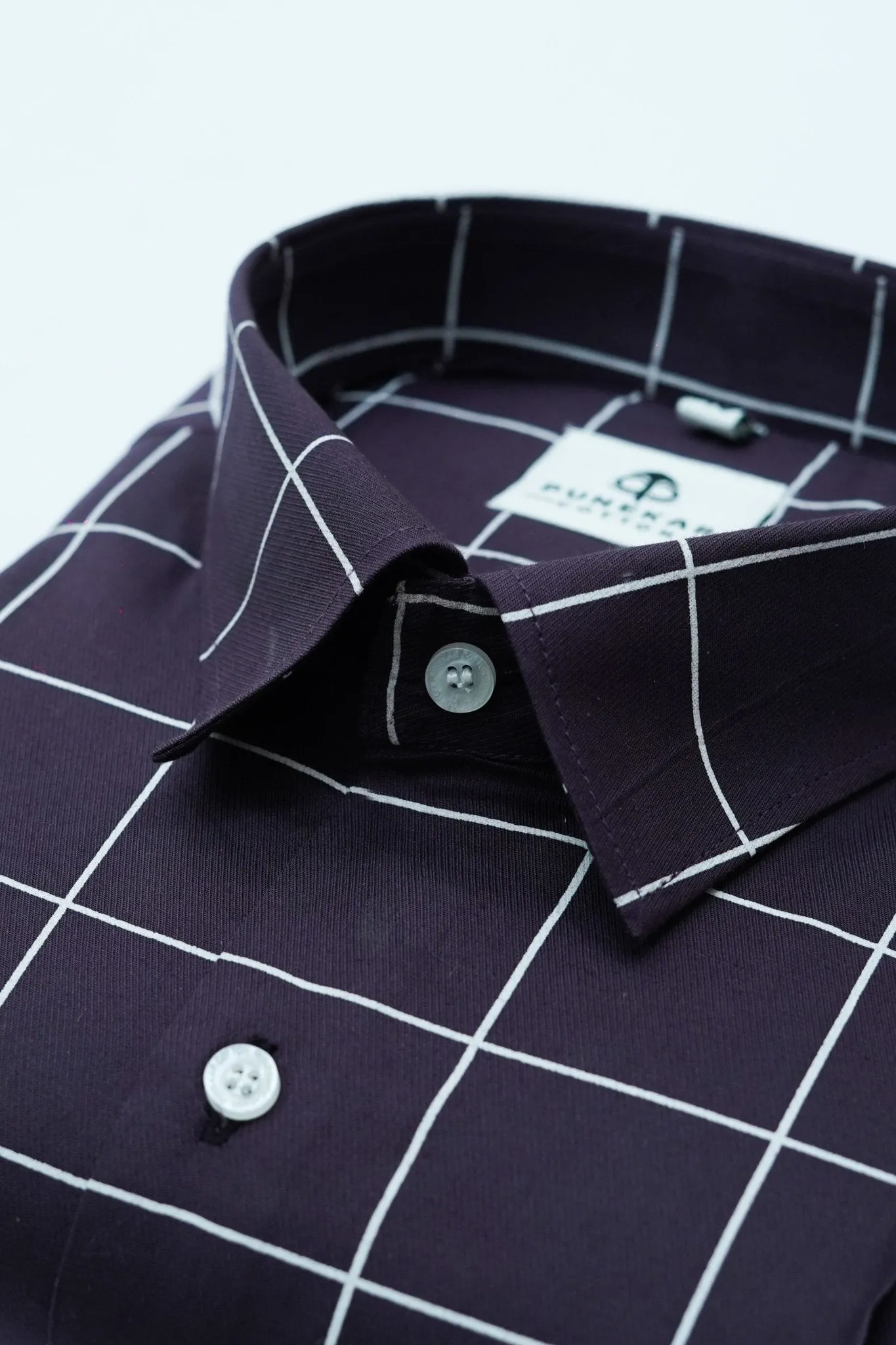 Dark Purple Color Big Checks Cotton Shirts For Men