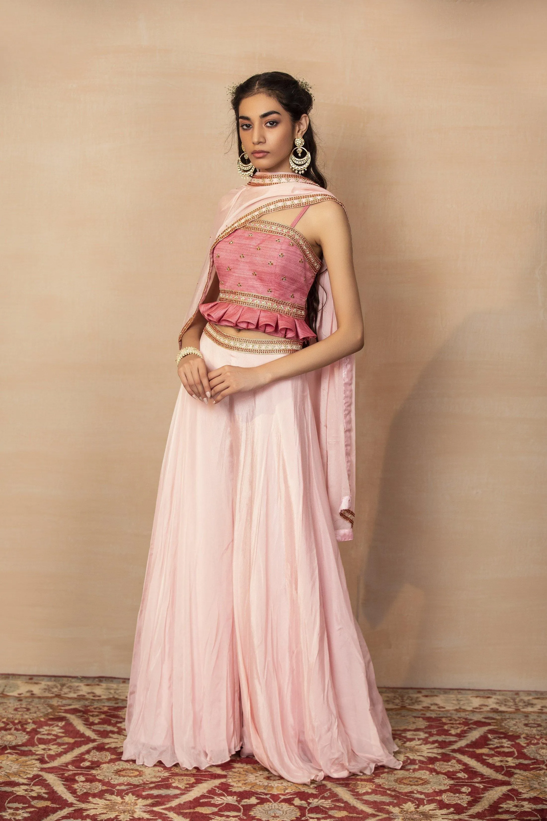 Designer Rashika's Rent Pink Bustier and Flared Pants