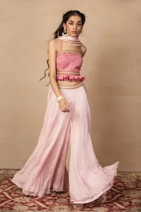 Designer Rashika's Rent Pink Bustier and Flared Pants