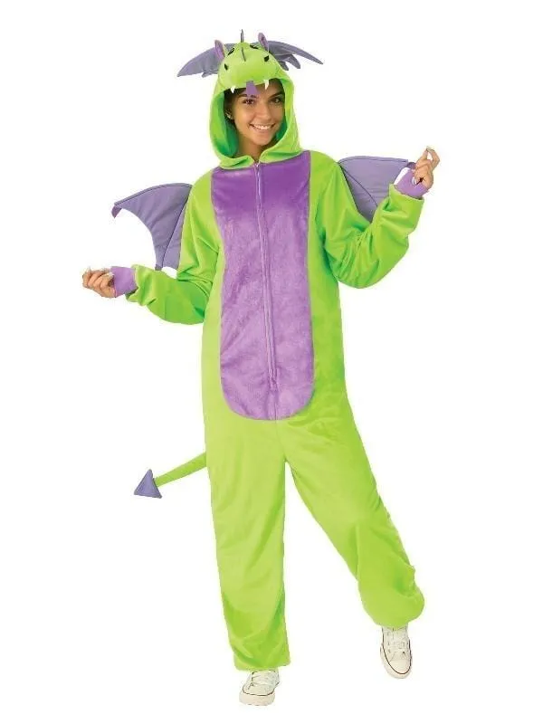 Dragon Green Furry Onesie Costume for Adults