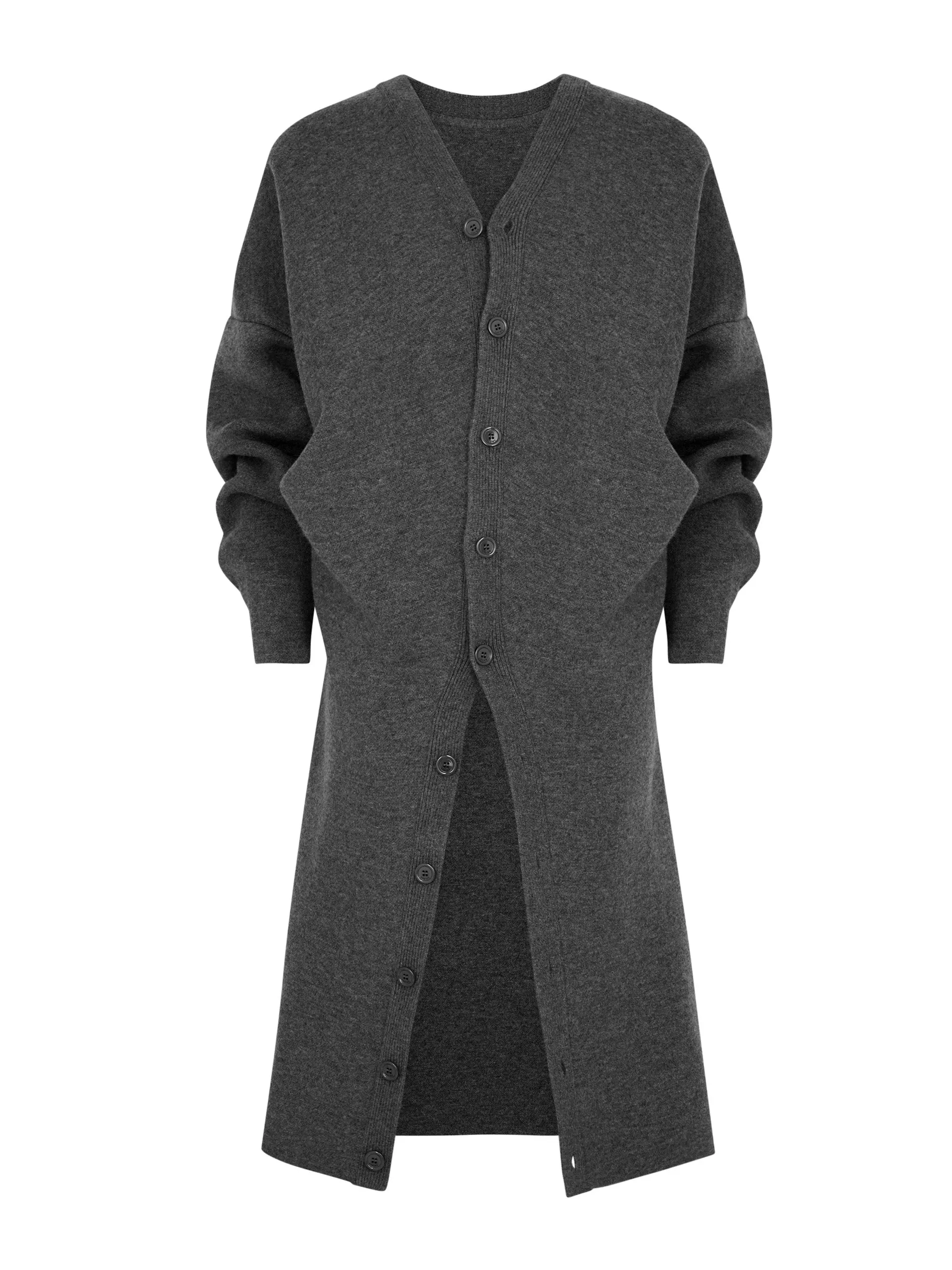 Draped wool-blend coat