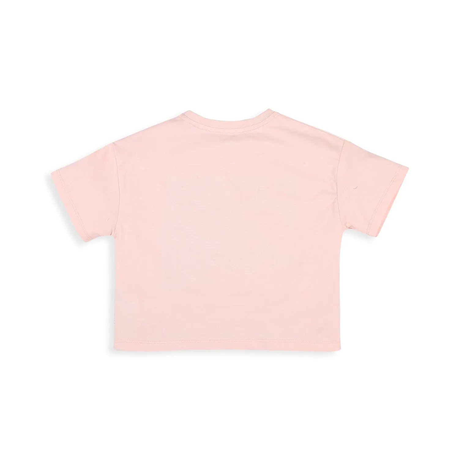 Drop Shoulder Crop Tee With Back To Nature Print - Icy Pink