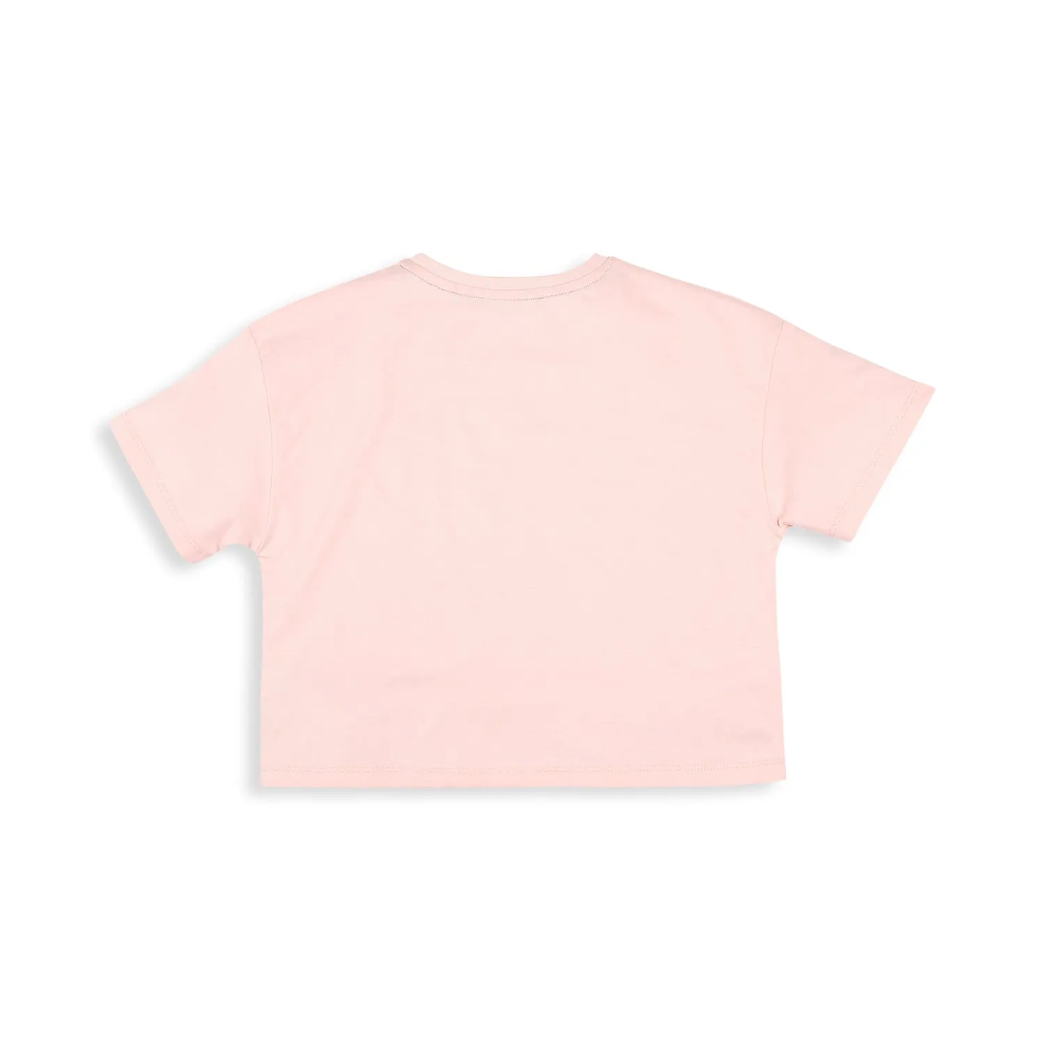 Drop Shoulder Crop Tee With Flower Gradiation Print - Icy Pink