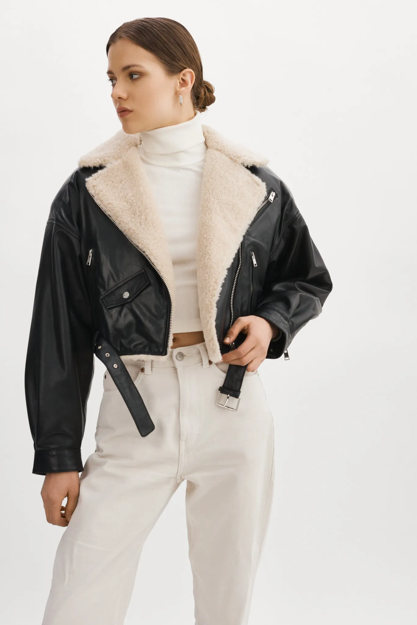 DYLAN | 80's Sherpa Leather Biker Jacket