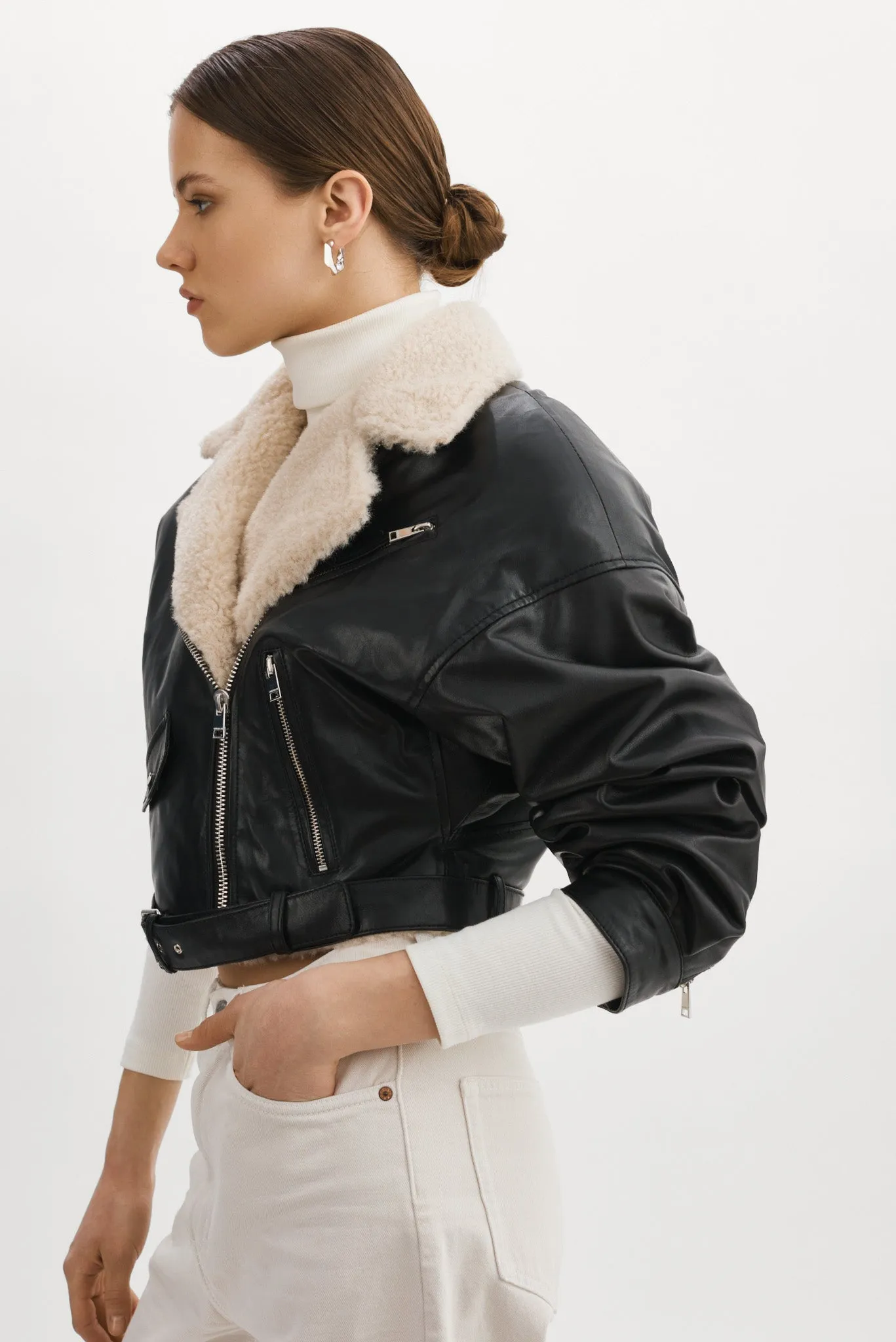 DYLAN | 80's Sherpa Leather Biker Jacket