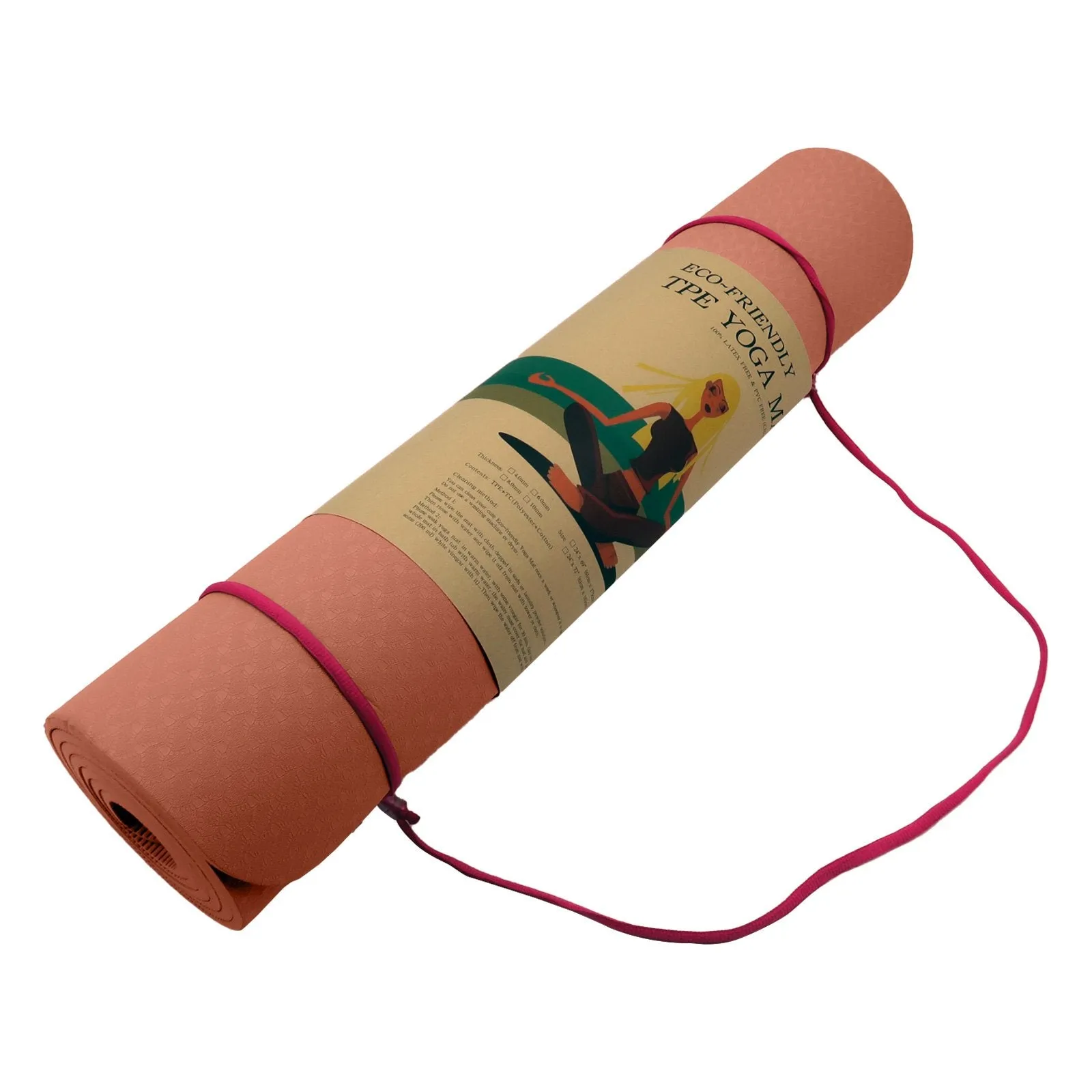 Eco-friendly 6mm Non-slip Yoga Mat with Carry Strap