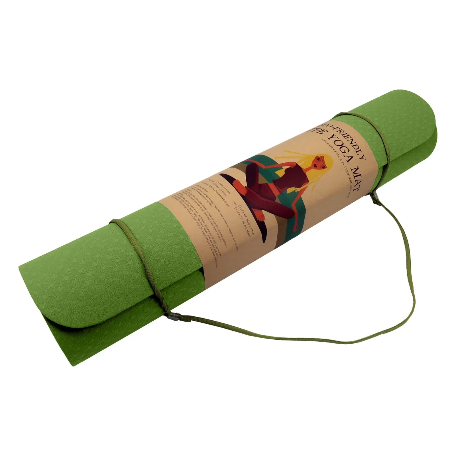 Eco-friendly Non-slip Dual Layer 6mm Yoga Mat with Strap