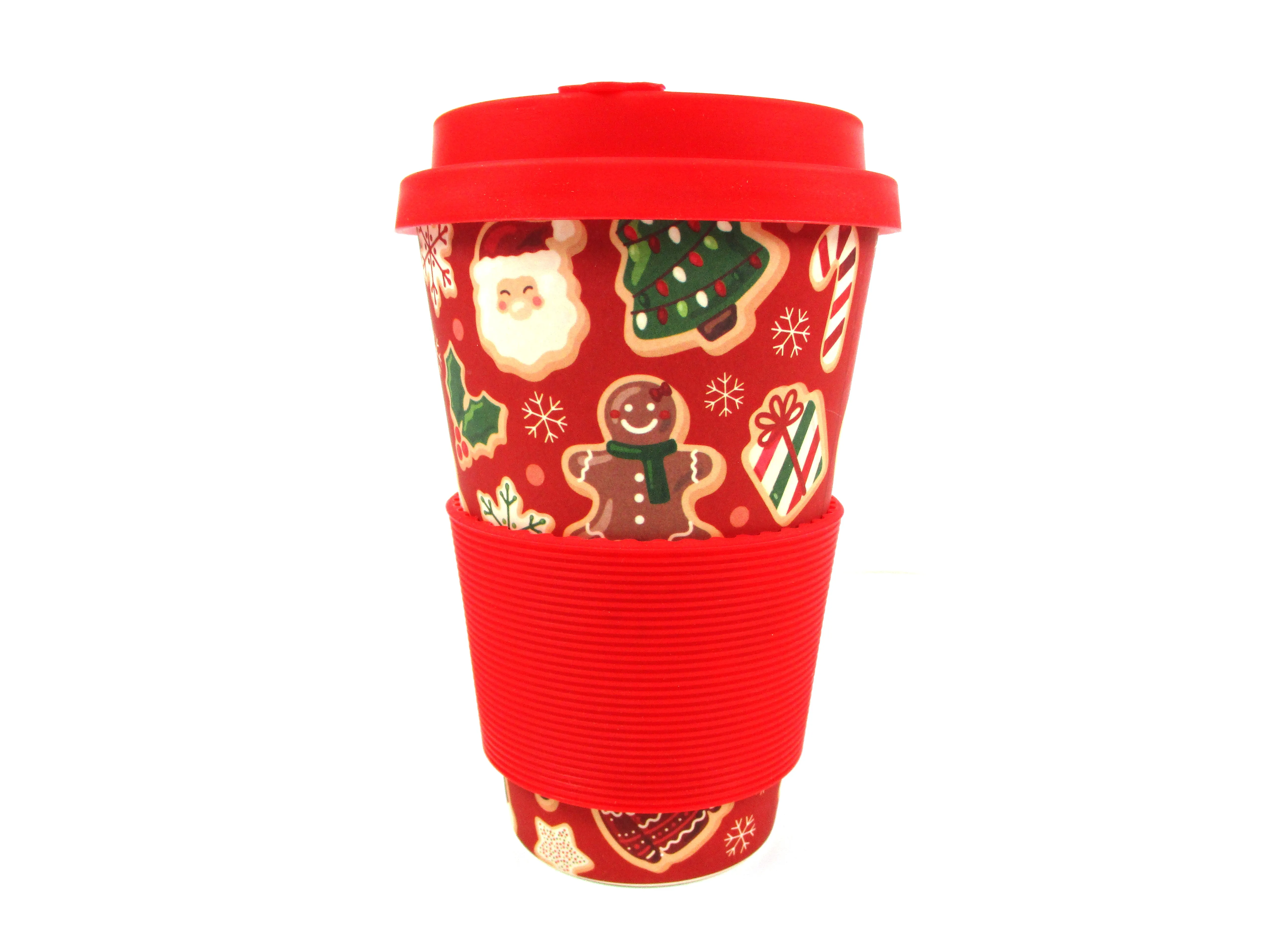 Eco-Friendly Reusable Plant Fiber 14 oz Travel Mug with Christmas Cookies Design