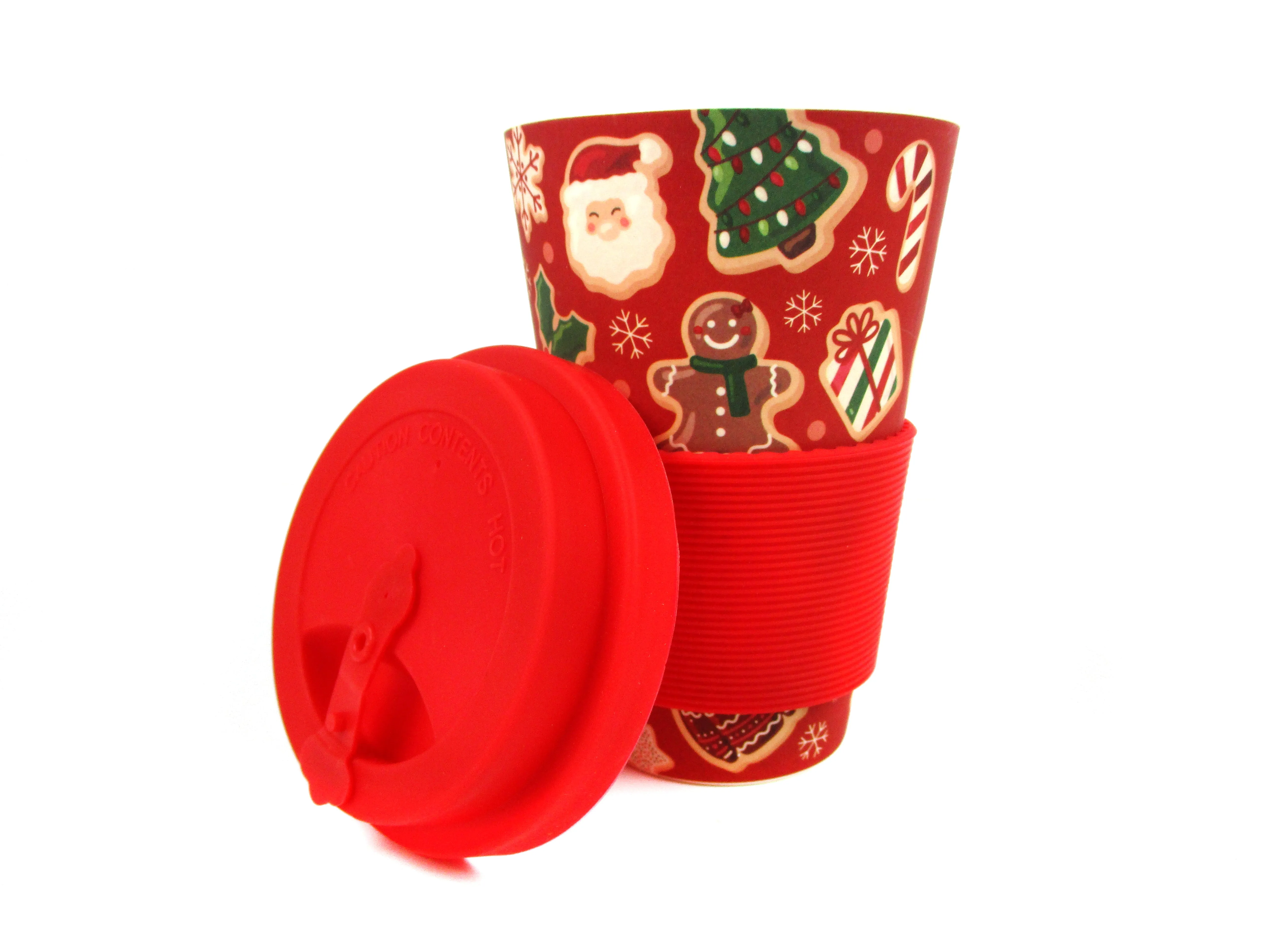 Eco-Friendly Reusable Plant Fiber 14 oz Travel Mug with Christmas Cookies Design