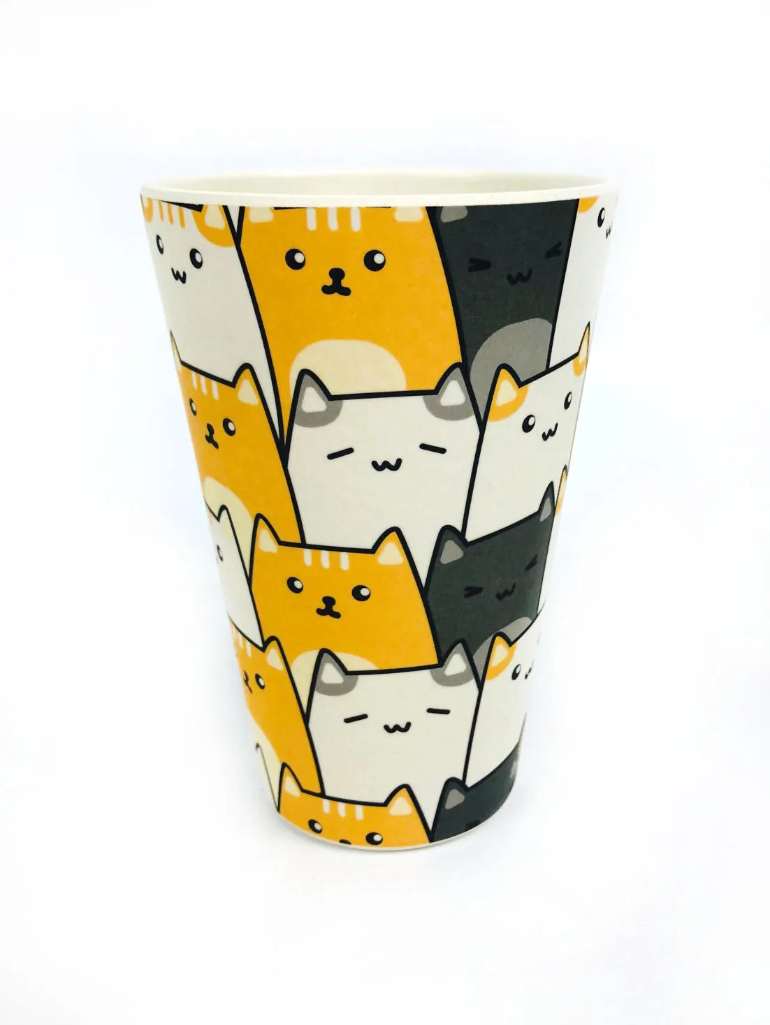 Eco-Friendly Reusable Plant Fiber Travel Mug with Kitty Cat Design