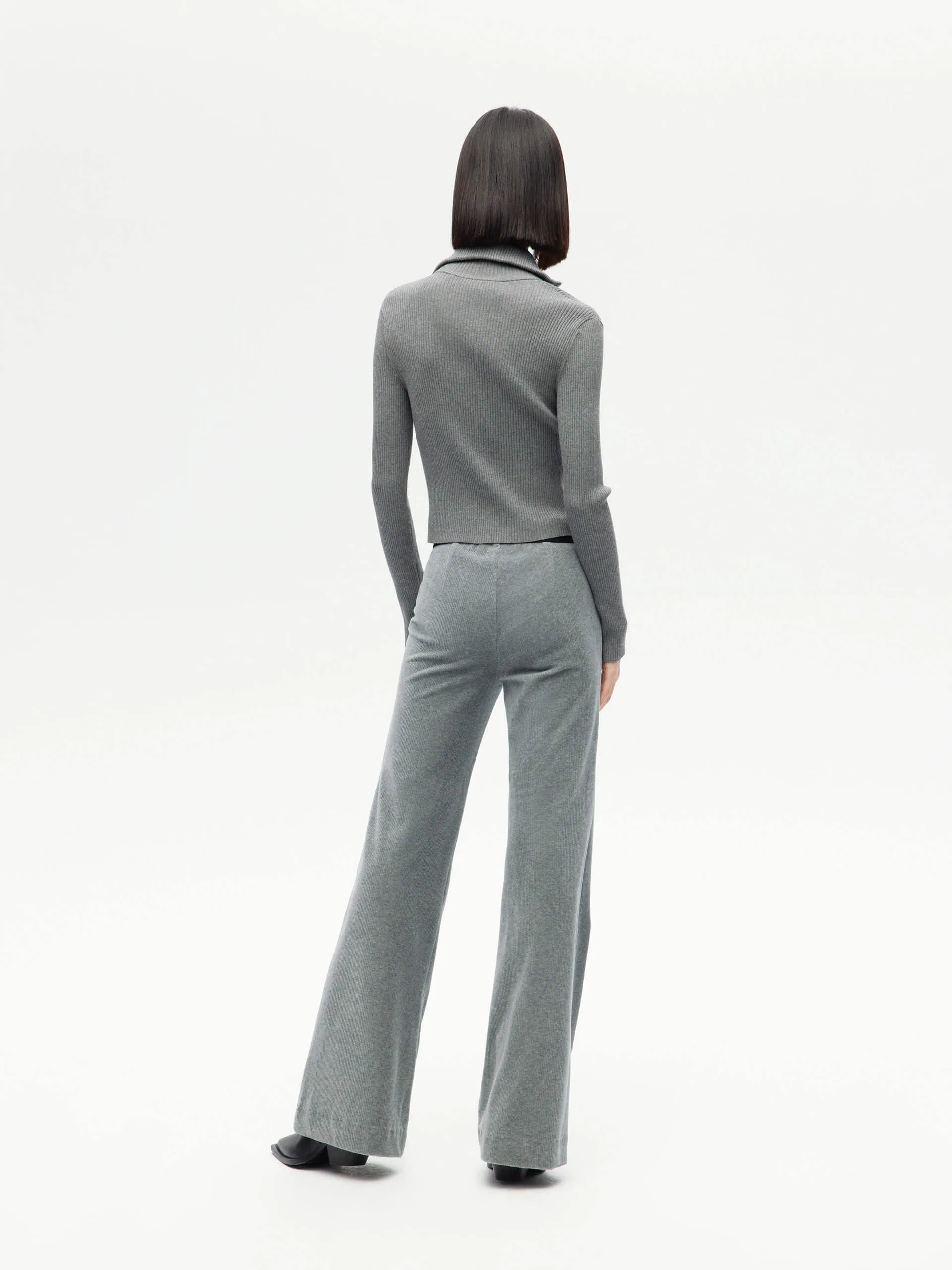 Elastic Waist Flared Pants