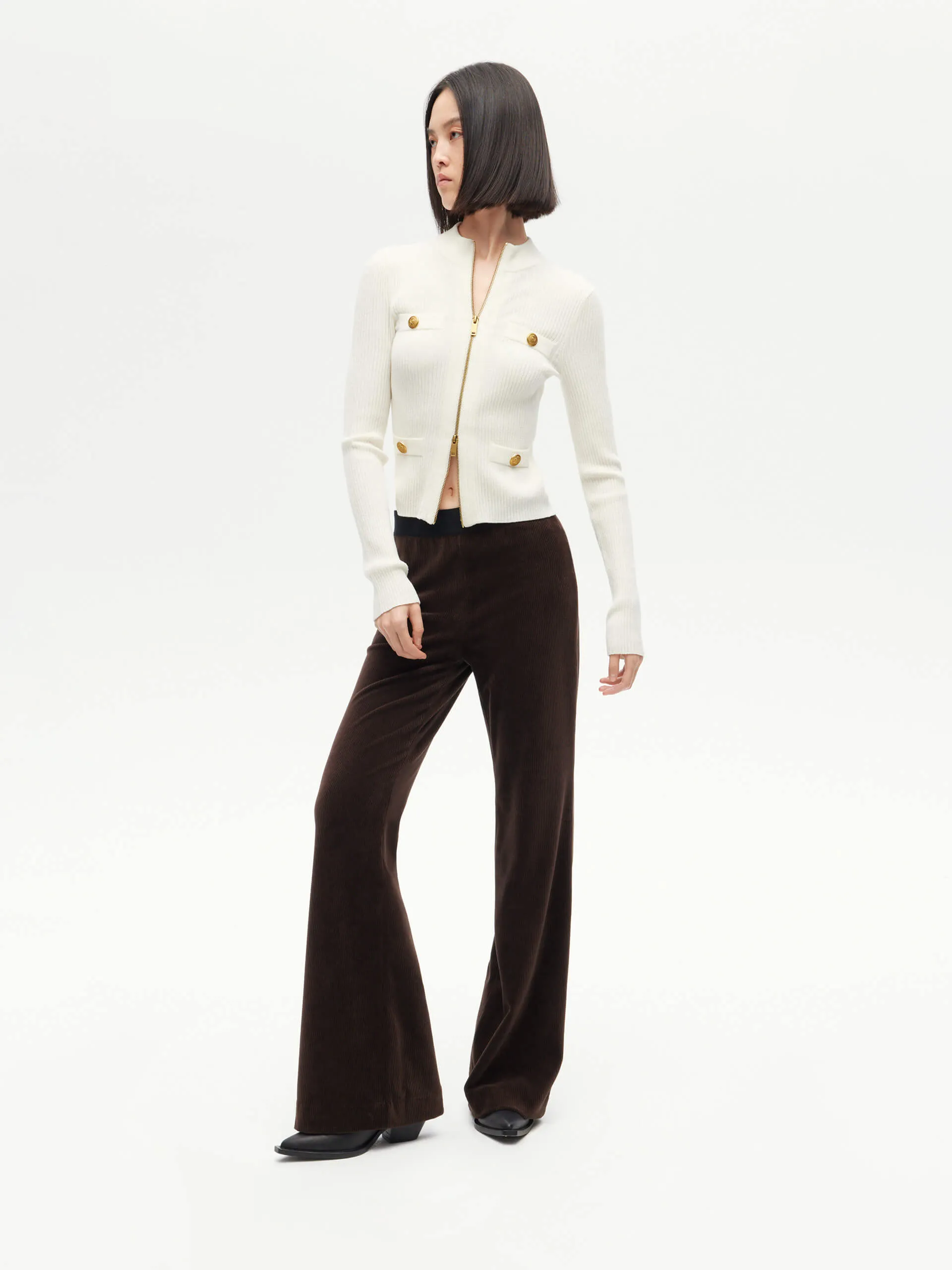 Elastic Waist Flared Pants