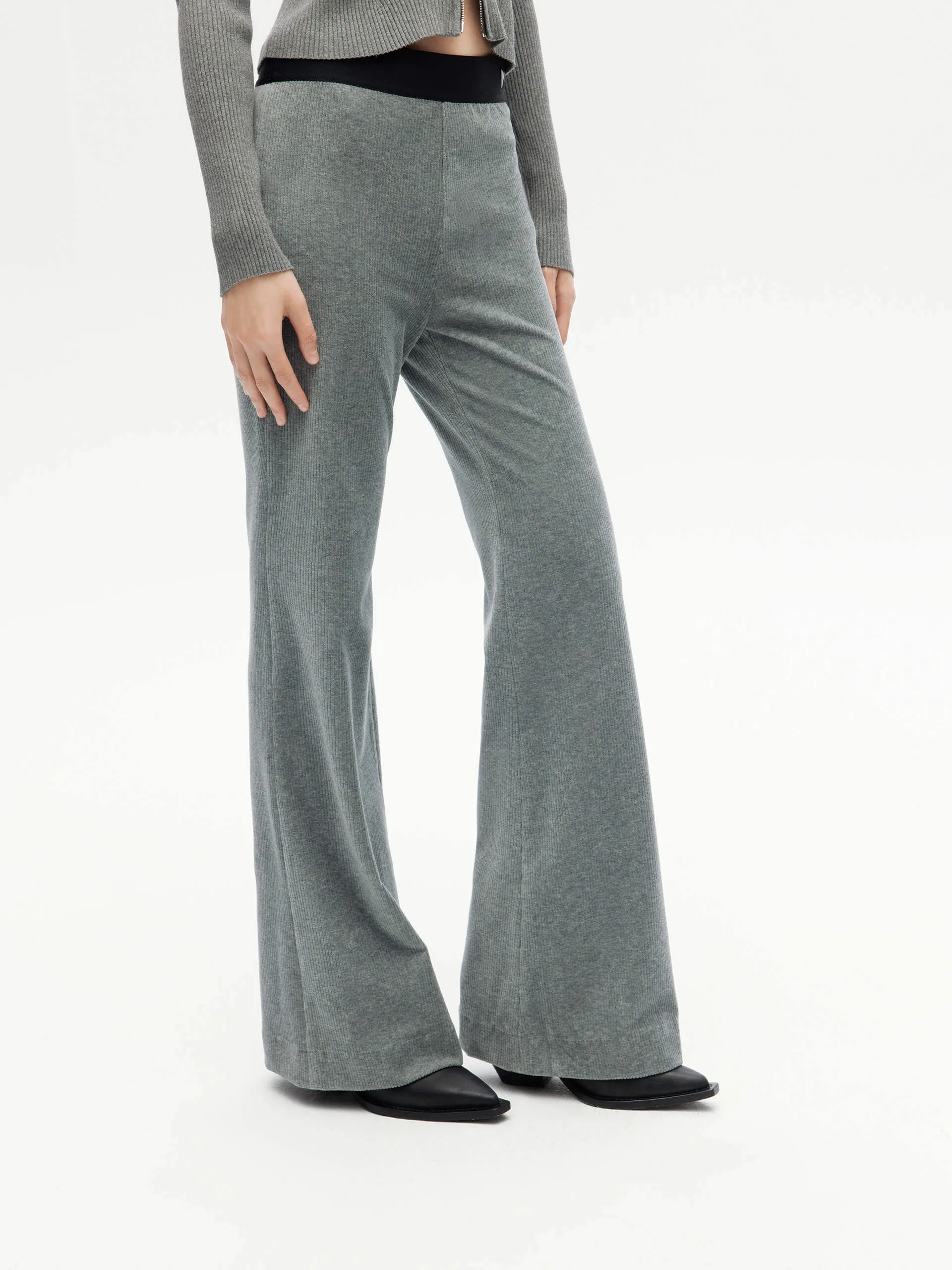 Elastic Waist Flared Pants