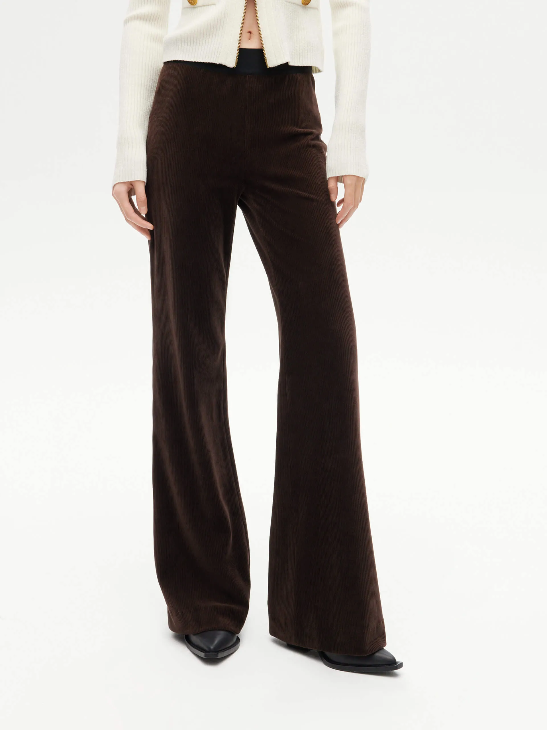 Elastic Waist Flared Pants