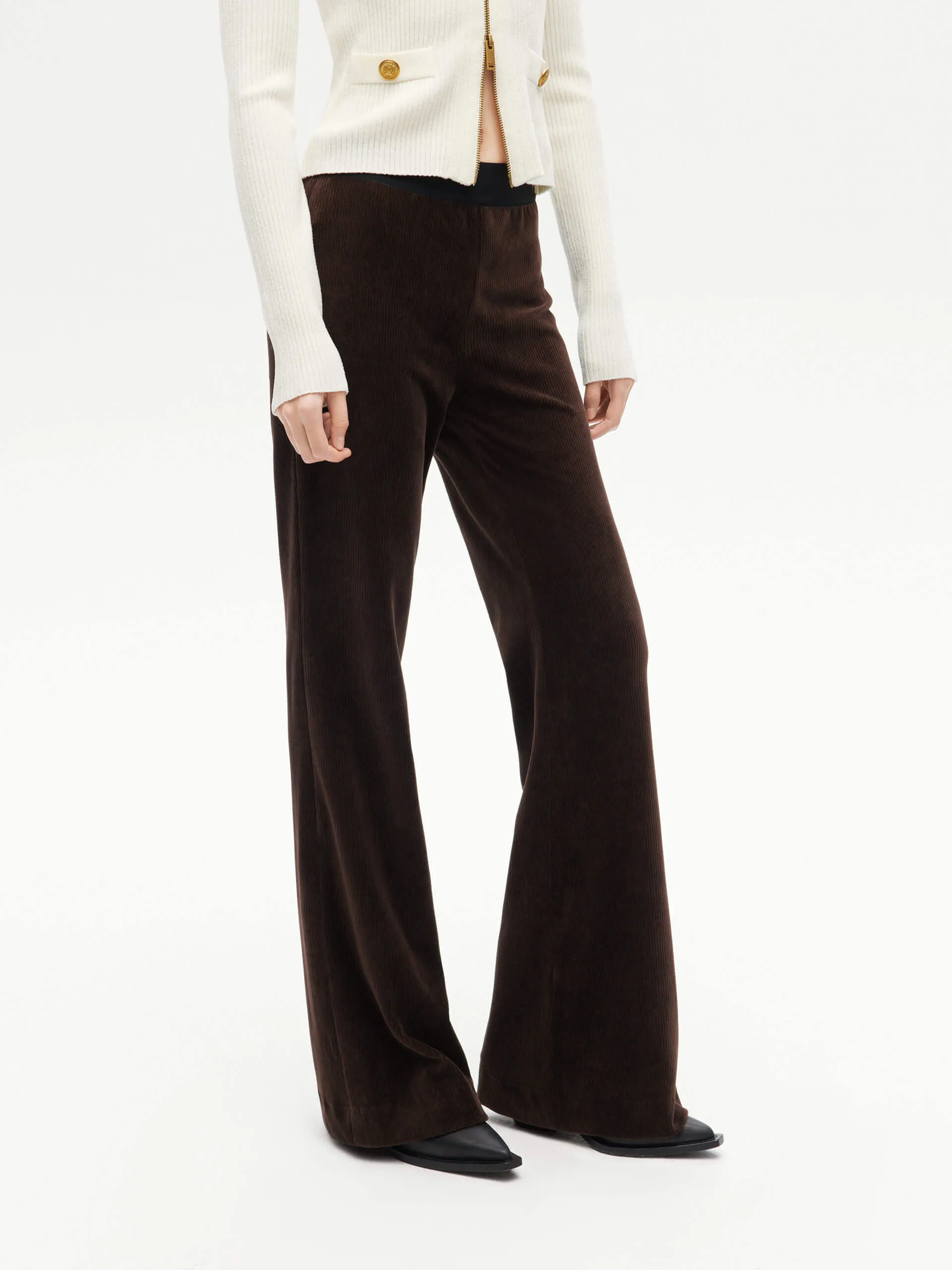 Elastic Waist Flared Pants