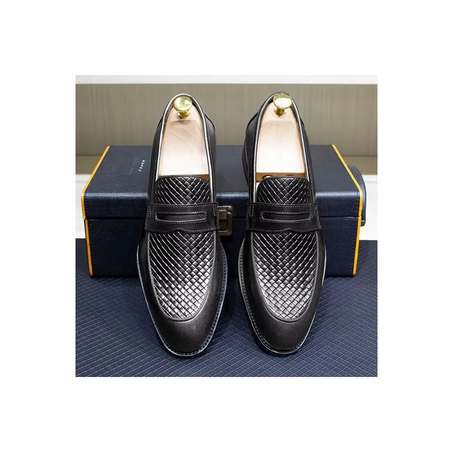 Elegant Classic Leather Brogue Slip-Ons