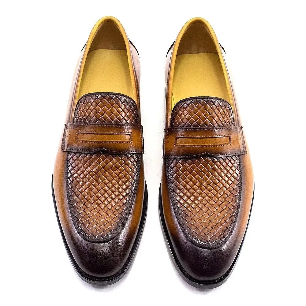 Elegant Classic Leather Brogue Slip-Ons