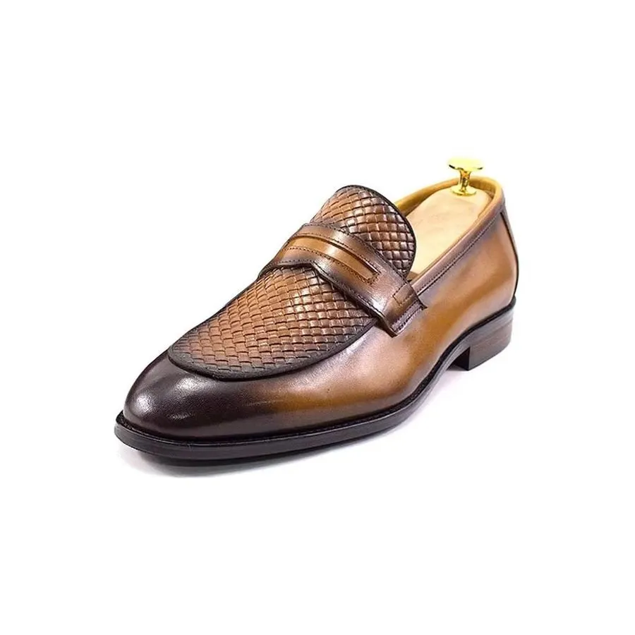 Elegant Classic Leather Brogue Slip-Ons