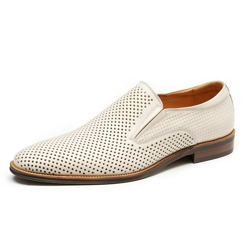 Elegant Leather Brogue Style Wedding Slip-Ons