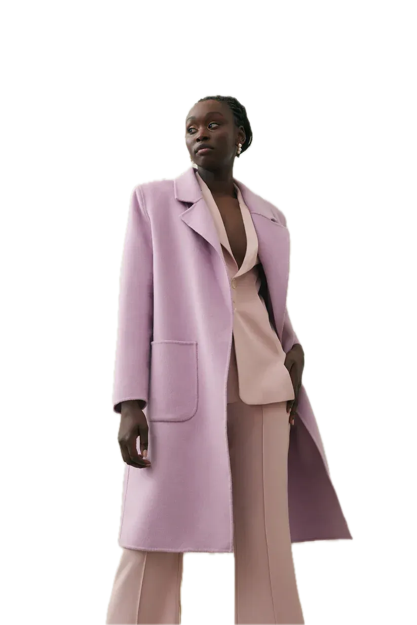 Elliatt Justine Wool-Blend Coat in Lilac - Open Front with Notch Collar