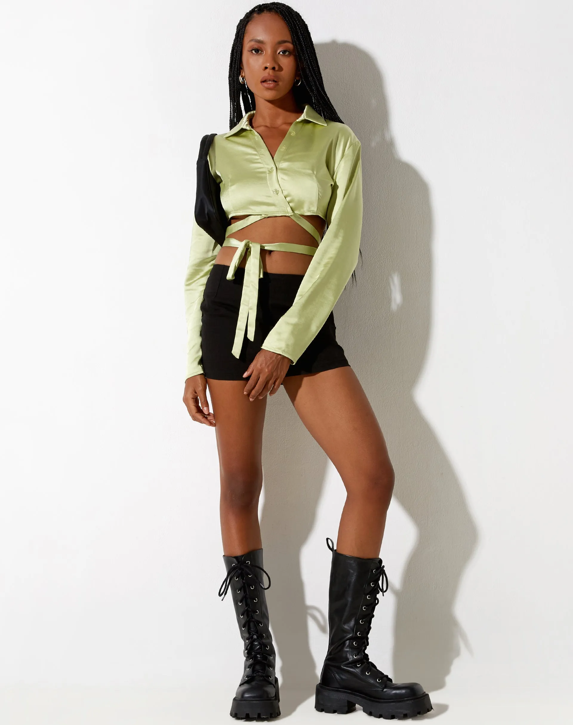 Elyse Crop Top in Satin Nile Green