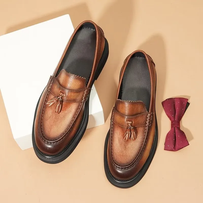 Embossed Elegance Slip-on Dress Shoes