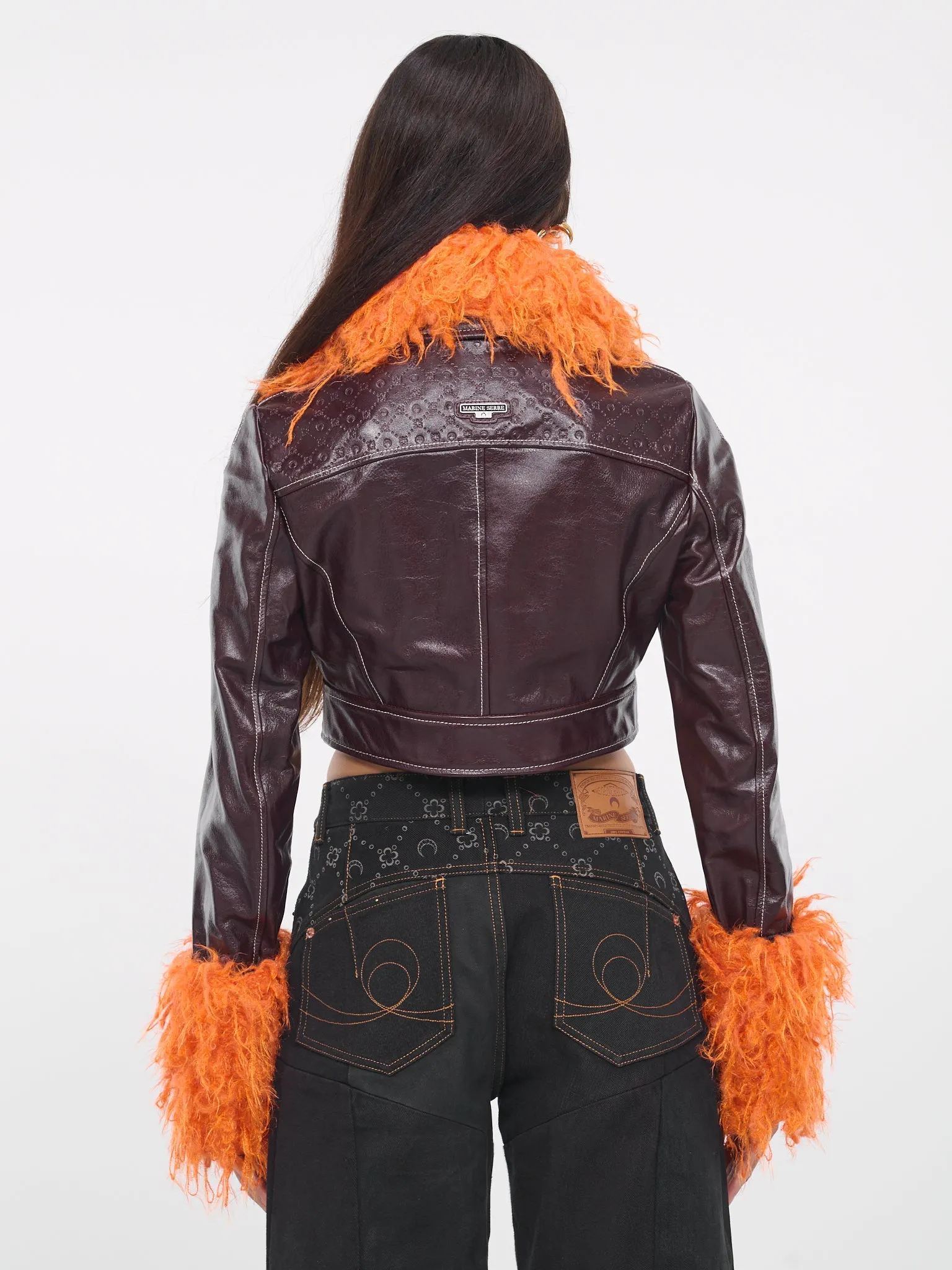 Embossed Leather Jacket (WJA020-CLEA0004-RD70-BURGUNDY)