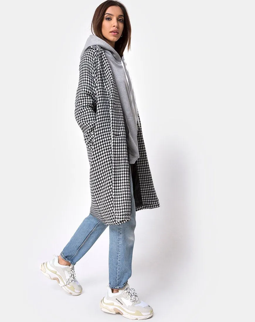 Ernest Coat in Houndstooth Check Black and White