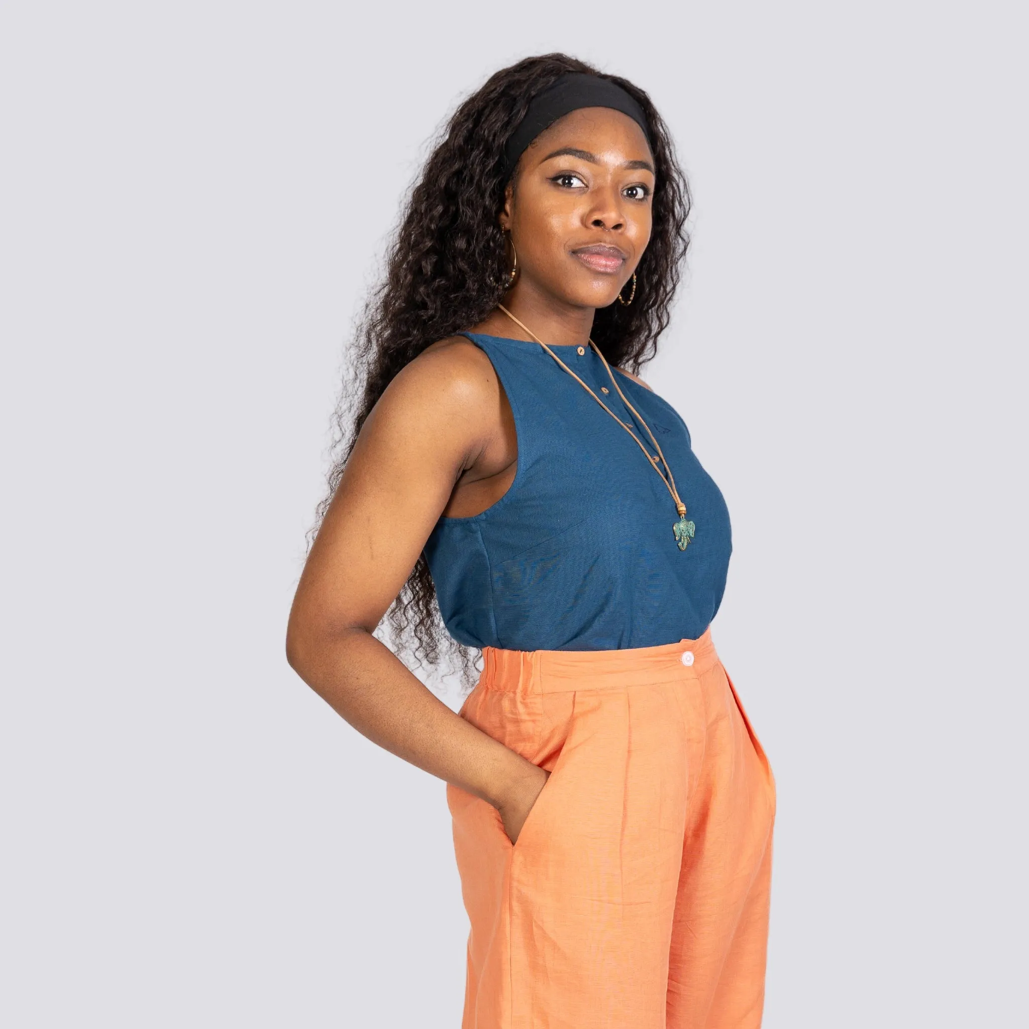 Ethically Made Essential: Indigo Halter Top