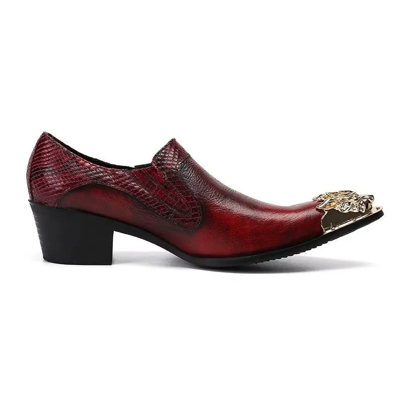 ExoticLux Texture Genuine Leather Slip-on Dress Shoes