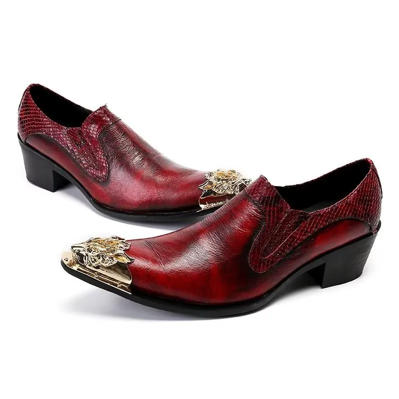 ExoticLux Texture Genuine Leather Slip-on Dress Shoes