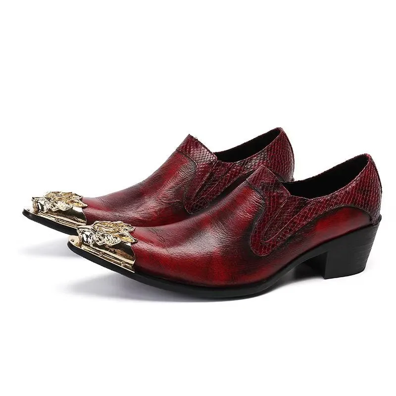 ExoticLux Texture Genuine Leather Slip-on Dress Shoes