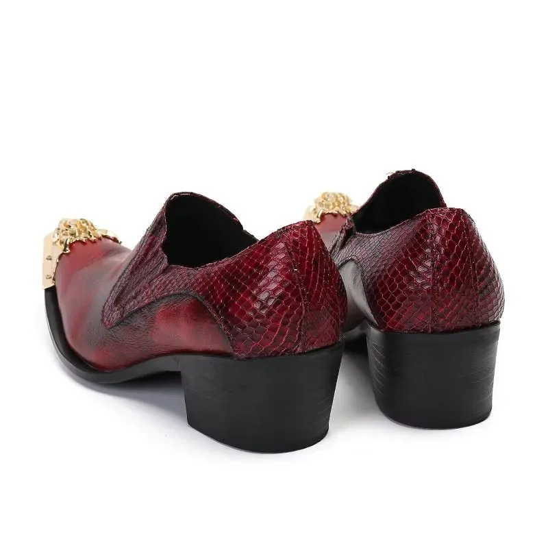 ExoticLux Texture Genuine Leather Slip-on Dress Shoes