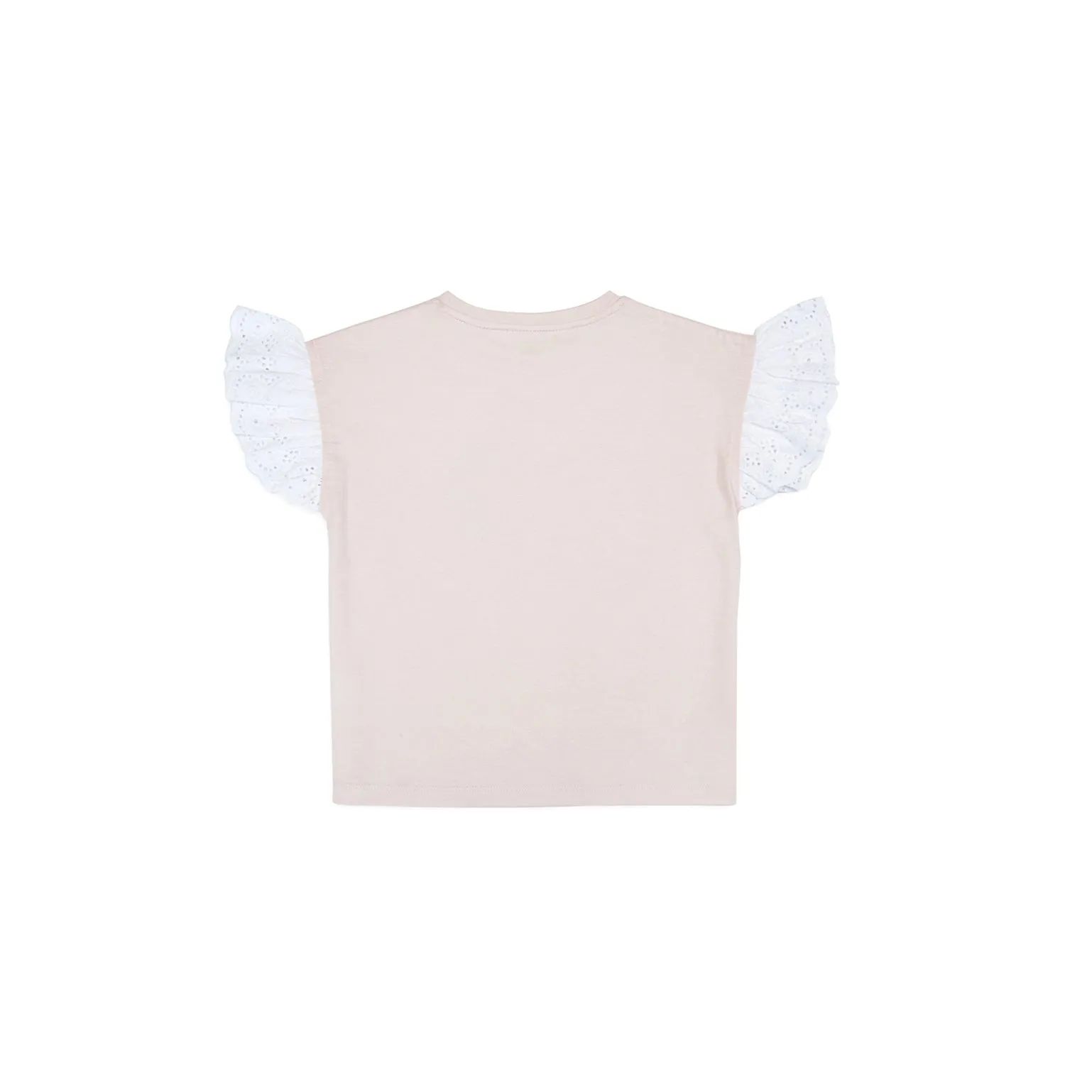 Eyelet Ruffle Sleeve Top - Icy Pink