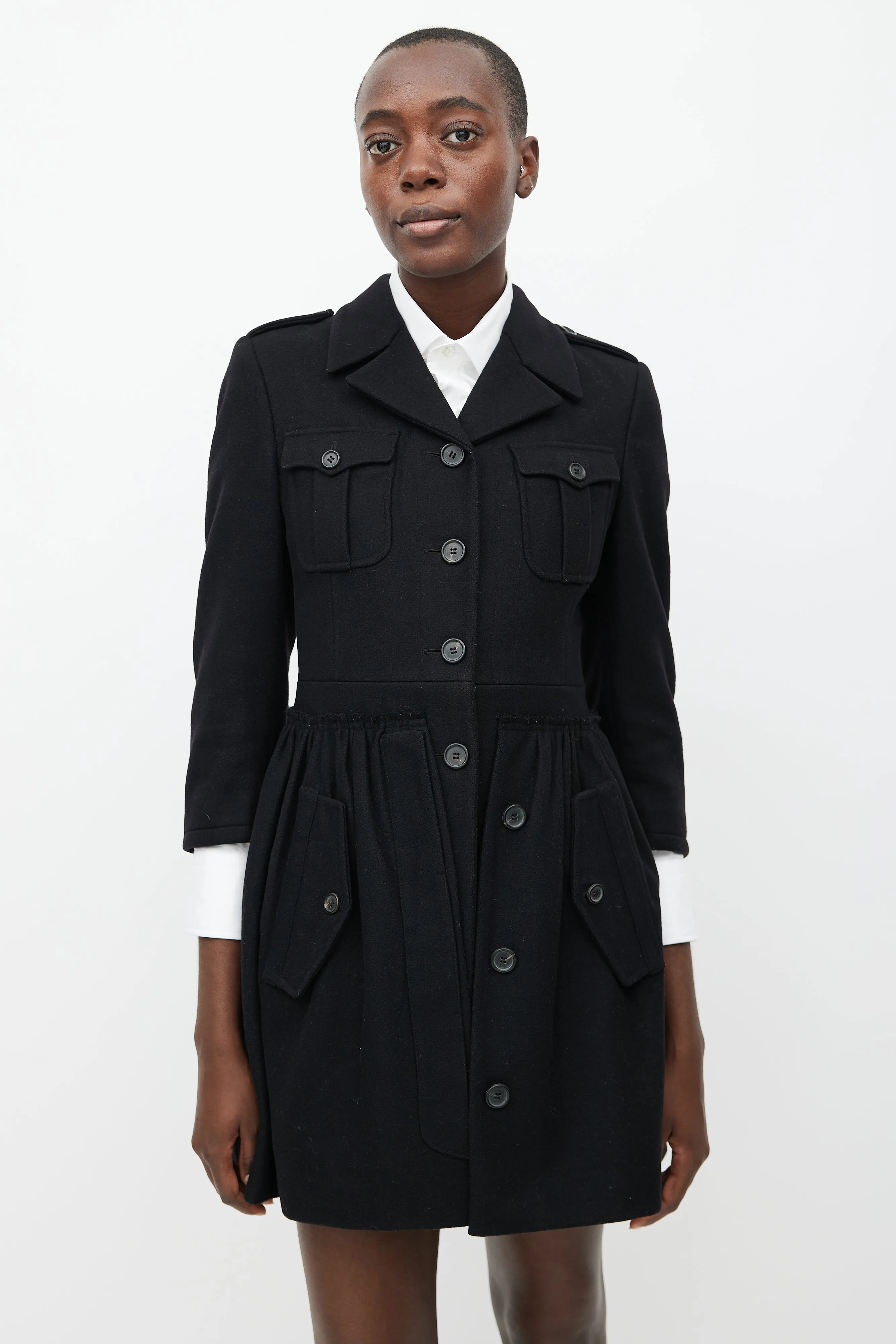 Fall 2006 Black Wool Pleated Waist Coat